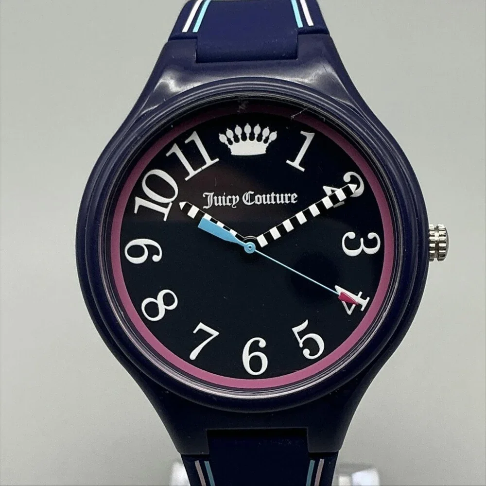 Juicy Couture Womens Watch 38mm Blue Pink Dial Navy New Battery
